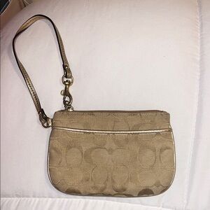 Coach Signature Beige Wristlet